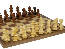 Chess Set - 2.5" Sheesham/Boxwood German Knight on Walnut & Maple Veneer Board (ONLINE ORDER ONLY)