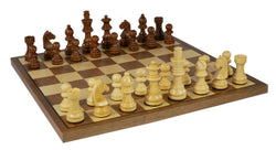 Chess Set - 2.5" Sheesham/Boxwood German Knight on Walnut & Maple Veneer Board (ONLINE ORDER ONLY)
