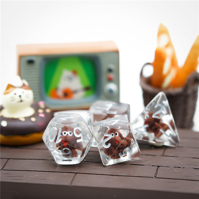 Teddy Dog Dice 7-Dice Set Resin Dungeons and Dragons Dice (Online Only)