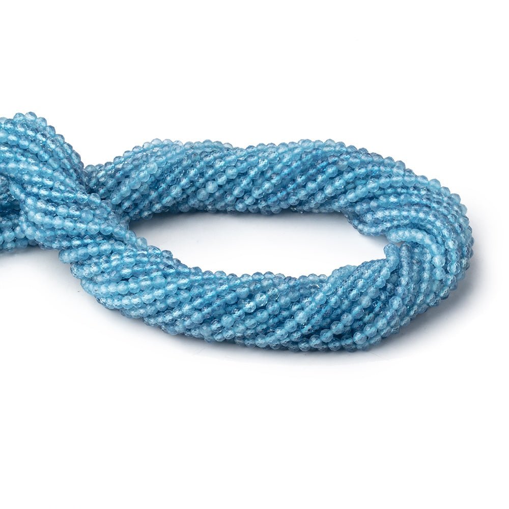 2.7mm Aquamarine Micro Faceted Round Beads 12.5 inch 118 pieces (ONLINE ORDER ONLY)