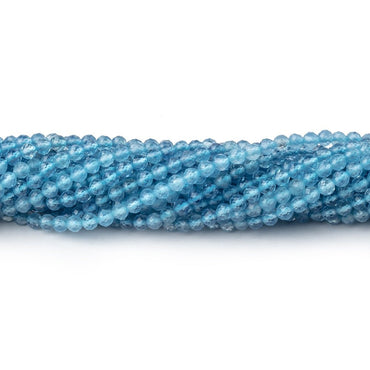 2.7mm Aquamarine Micro Faceted Round Beads 12.5 inch 118 pieces (ONLINE ORDER ONLY)