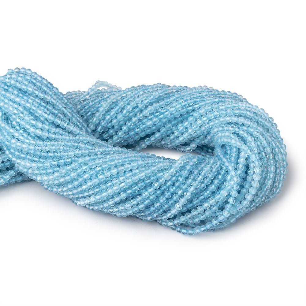2.7mm Light Aquamarine Micro Faceted Rounds 12.5 inch 118 Beads (ONLINE ORDER ONLY)