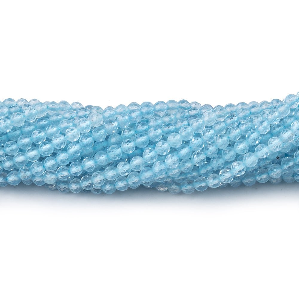 2.7mm Light Aquamarine Micro Faceted Rounds 12.5 inch 118 Beads (ONLINE ORDER ONLY)