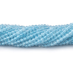 2.7mm Light Aquamarine Micro Faceted Rounds 12.5 inch 118 Beads (ONLINE ORDER ONLY)