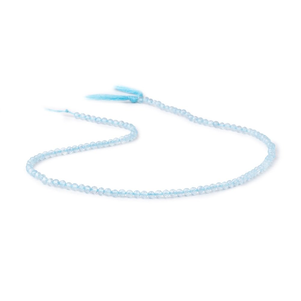 2.7mm Light Aquamarine Micro Faceted Rounds 12.5 inch 118 Beads (ONLINE ORDER ONLY)