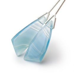 27x10mm Blue Banded Agate Fancy Shape Briolette Set of 2 Focals (ONLINE ORDER ONLY)