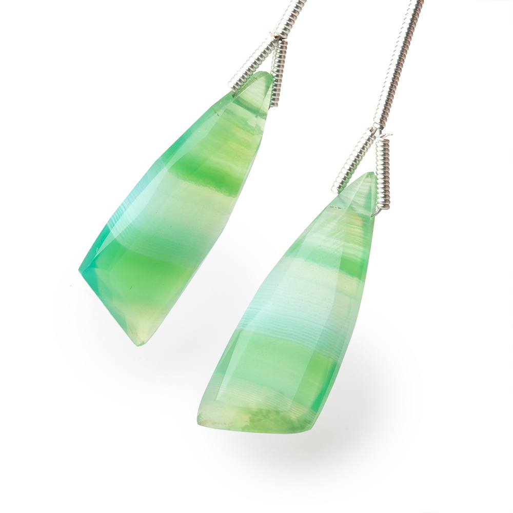 27x10mm Green Banded Agate Fancy Shape Briolette Set of 2 Focals (ONLINE ORDER ONLY)