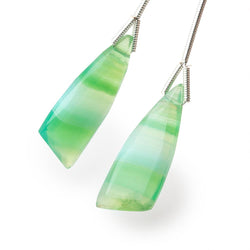 27x10mm Green Banded Agate Fancy Shape Briolette Set of 2 Focals (ONLINE ORDER ONLY)