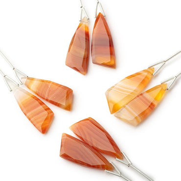 27x10mm Orange Banded Agate Fancy Shape Briolette Set of 2 Focals (ONLINE ORDER ONLY)
