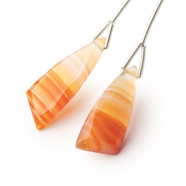 27x10mm Orange Banded Agate Fancy Shape Briolette Set of 2 Focals (ONLINE ORDER ONLY)