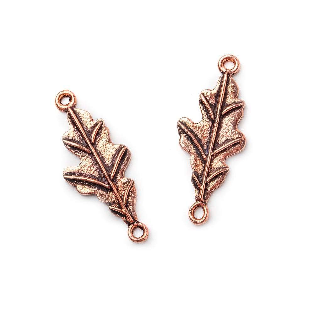 27x11mm Antiqued Copper Oak Leaf 2 Ring Connector Charm Set of 2 (ONLINE ORDER ONLY)