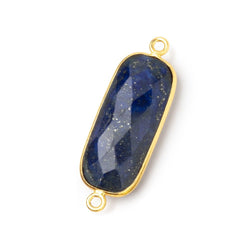 27x12mm Vermeil Bezel Lapis Lazuli Faceted Rectangle Connector 1 piece (ONLINE ORDER ONLY)