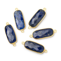 27x12mm Vermeil Bezel Lapis Lazuli Faceted Rectangle Connector 1 piece (ONLINE ORDER ONLY)