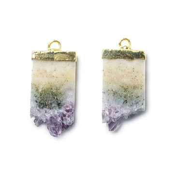 27x13mm 22kt Gold Leafed Bolivian Amethyst Slice Pendant Set of 2 (ONLINE ORDER ONLY)