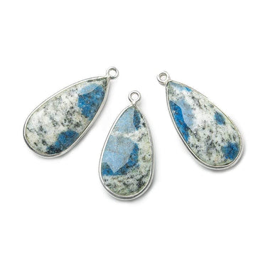 27x13mm .925 Silver Bezel K2 Granite & Azurite faceted Pear Pendant 1 piece (ONLINE ORDER ONLY)