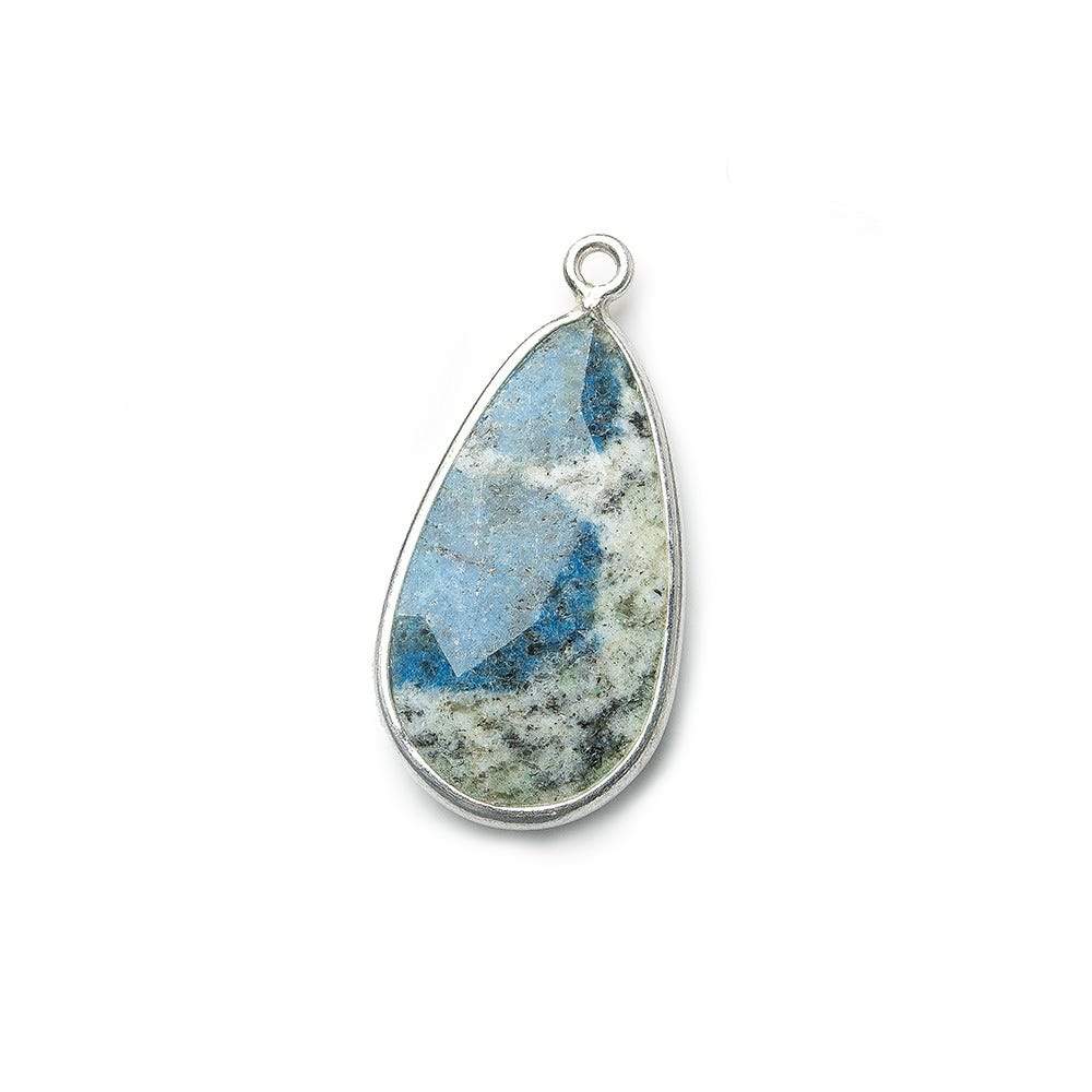 27x13mm .925 Silver Bezel K2 Granite & Azurite faceted Pear Pendant 1 piece (ONLINE ORDER ONLY)