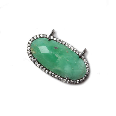 27x13mm Black Gold Bezeled CZ & Chrysoprase Oval East West Connector 1 pc (ONLINE ORDER ONLY)
