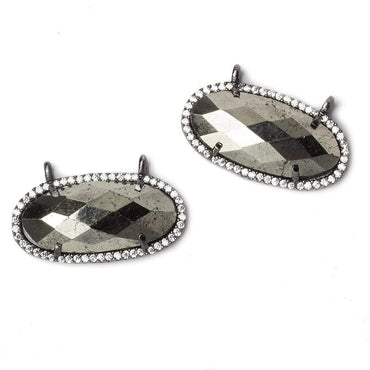 27x13mm Black Gold Bezeled CZ & Pyrite Oval East West Connector 1 pc (ONLINE ORDER ONLY)