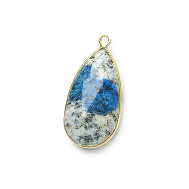 27x13mm Vermeil Bezel K2 Granite & Azurite faceted Pear Pendant 1 piece (ONLINE ORDER ONLY)