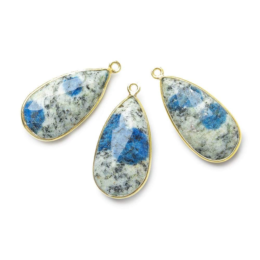 27x13mm Vermeil Bezel K2 Granite & Azurite faceted Pear Pendant 1 piece (ONLINE ORDER ONLY)