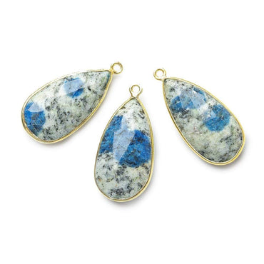 27x13mm Vermeil Bezel K2 Granite & Azurite faceted Pear Pendant 1 piece (ONLINE ORDER ONLY)