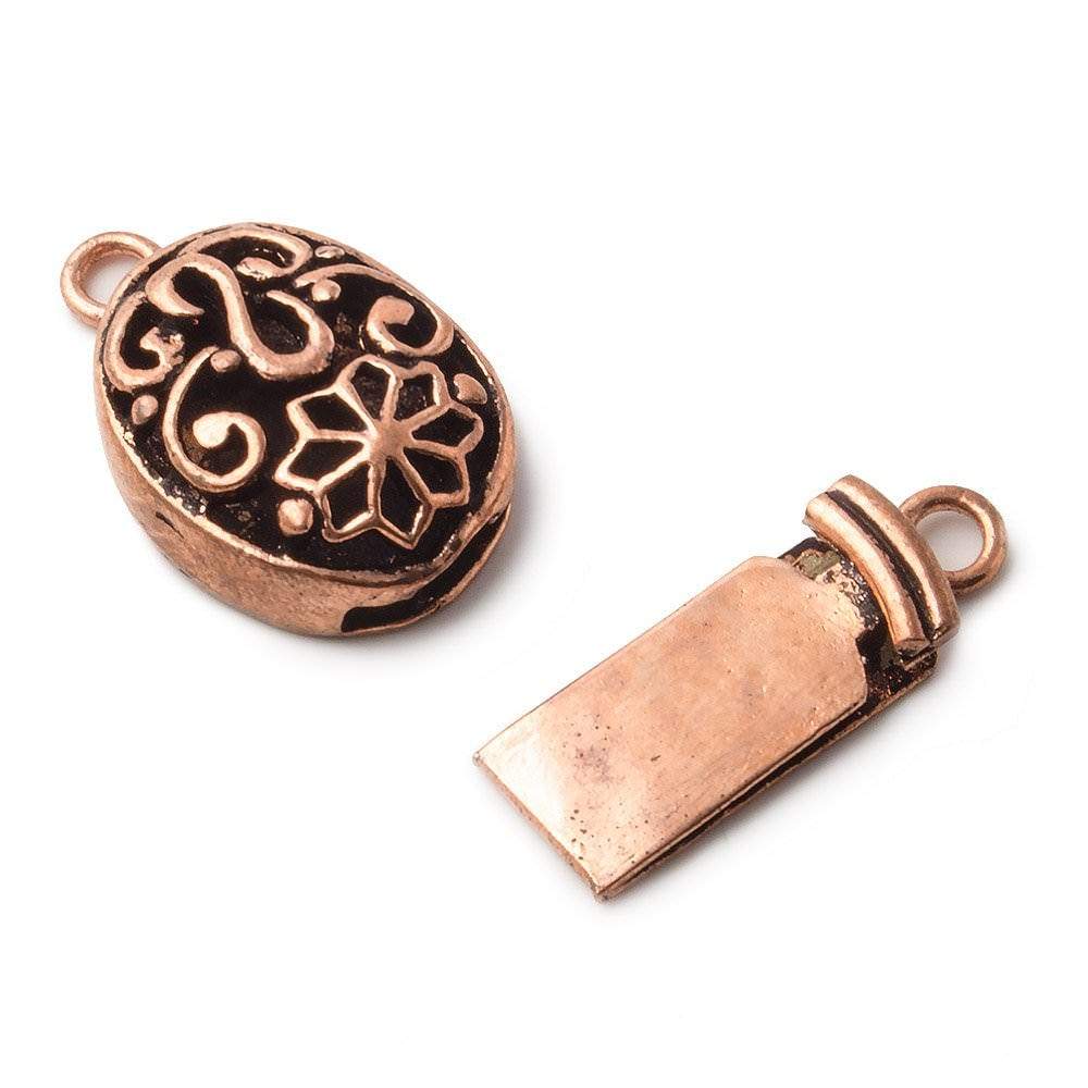 27x13x6mm Copper Box Clasp Floral Scroll Stem Set of 2 (ONLINE ORDER ONLY)