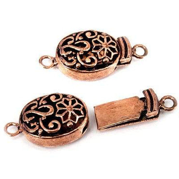 27x13x6mm Copper Box Clasp Floral Scroll Stem Set of 2 (ONLINE ORDER ONLY)