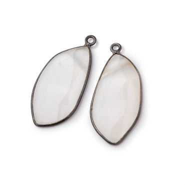 27x14mm Black Gold Bezel Agate Faceted Freeform Set of 2 Pendants (ONLINE ORDER ONLY)