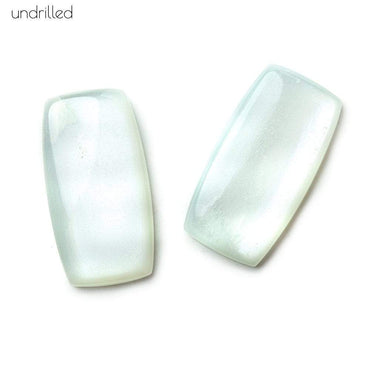 27x14x5mm White Moonstone Gem Quality Plain Rectangle Focal Set of 2 (ONLINE ORDER ONLY)