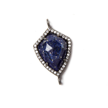 27x15mm Black Gold Bezeled CZ & Lapis Lazuli shield Connector 1 pc (ONLINE ORDER ONLY)