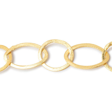27x16mm & 19mm 22kt Gold plated Brushed Round and Marquise Link Chain (ONLINE ORDER ONLY)