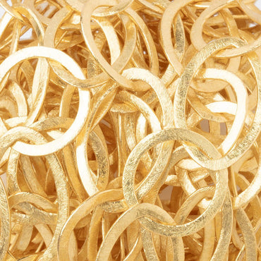 27x16mm & 19mm 22kt Gold plated Brushed Round and Marquise Link Chain (ONLINE ORDER ONLY)