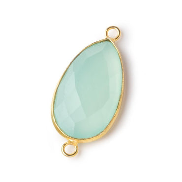 27x16mm Vermeil Bezel Seafoam Chalcedony Faceted Nugget Connector 1 piece (ONLINE ORDER ONLY)