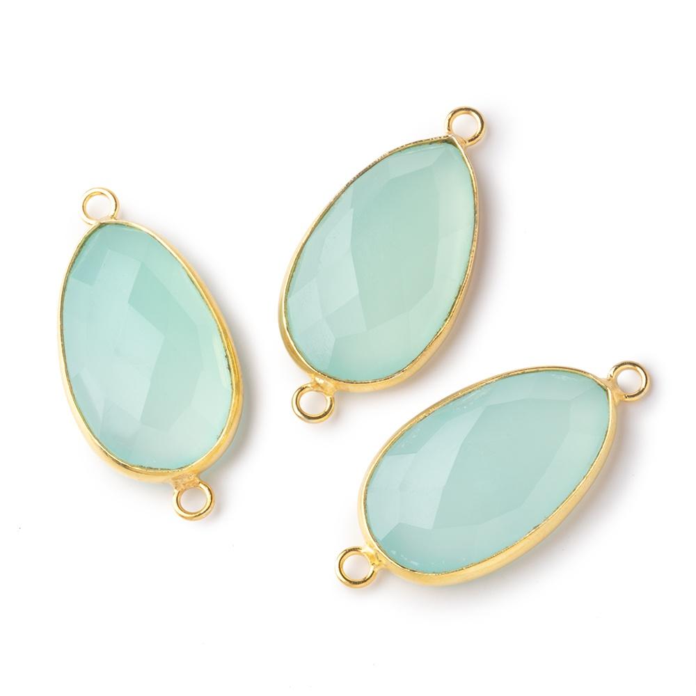27x16mm Vermeil Bezel Seafoam Chalcedony Faceted Nugget Connector 1 piece (ONLINE ORDER ONLY)