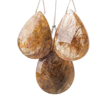27x19-32x22mm Rutilated Quartz Faceted Pear Focal Bead 3 pieces (ONLINE ORDER ONLY)