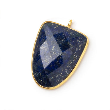 27x21mm Vermeil Bezel Lapis Lazuli Faceted Shield Pendant 1 piece (ONLINE ORDER ONLY)