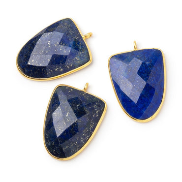 27x21mm Vermeil Bezel Lapis Lazuli Faceted Shield Pendant 1 piece (ONLINE ORDER ONLY)