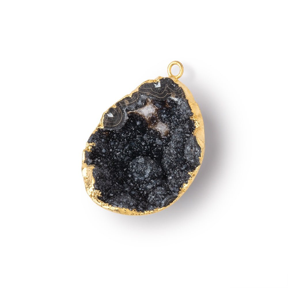 27x22mm Gold Leafed Black Concave Drusy Pendant 1 focal piece (ONLINE ORDER ONLY)