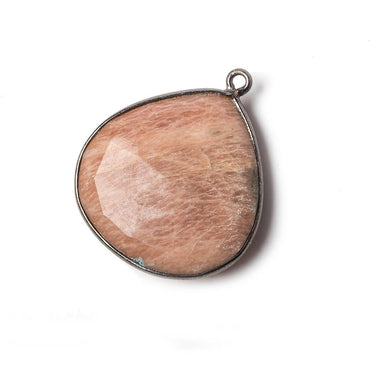 27x23mm Black Gold Bezel Sunstone Faceted Heart Pendant 1 piece (ONLINE ORDER ONLY)