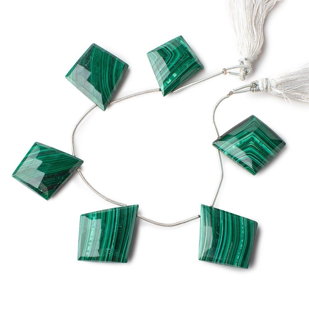 27x24-32x26mm Malachite Faceted Kite Beads 6 inch 6 pieces (ONLINE ORDER ONLY)