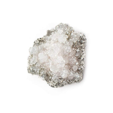 27x26mm Silver Leafed Pink Calcite Mineral Crystal Pendant 1 piece (ONLINE ORDER ONLY)