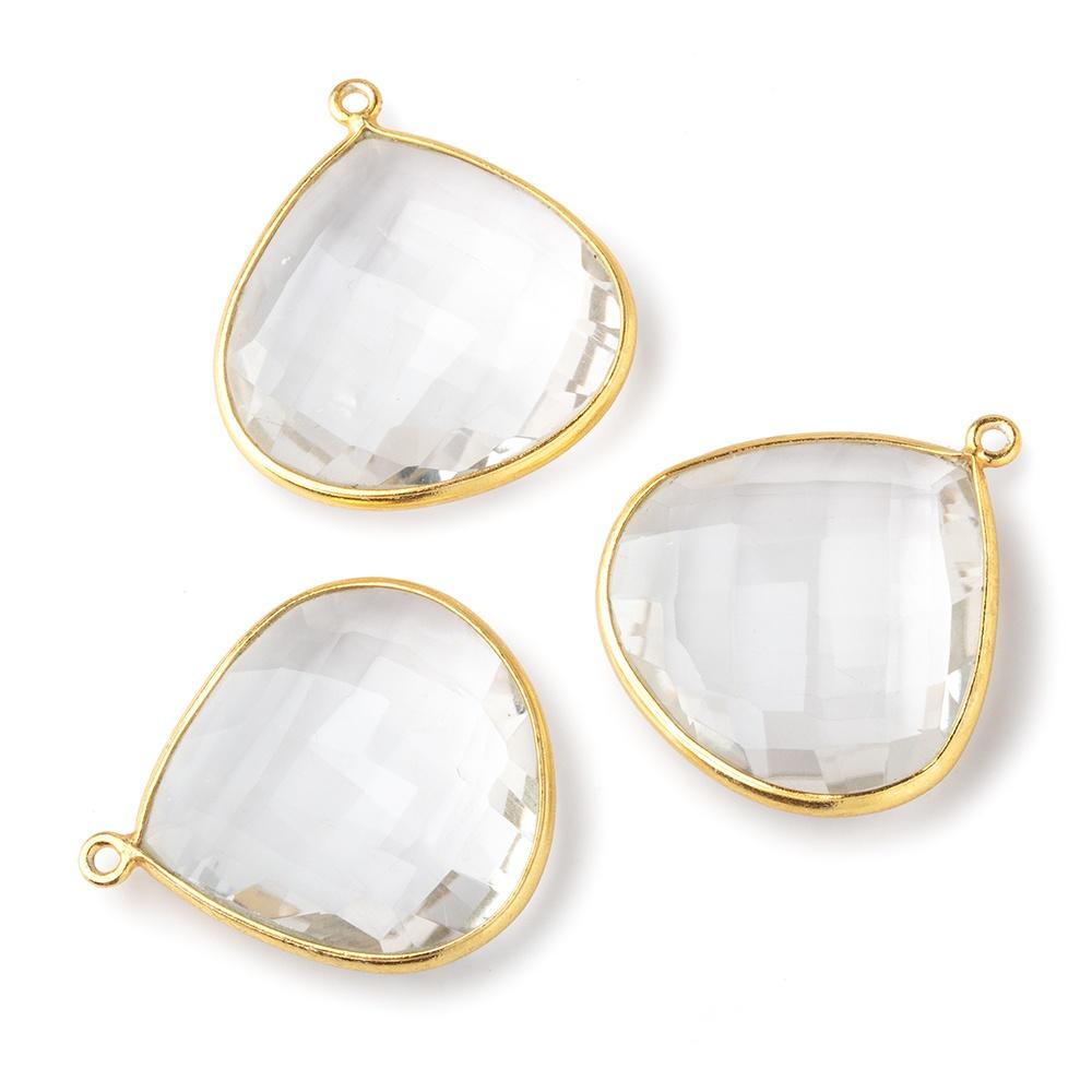 27x27mm Vermeil Bezeled Crystal Quartz faceted heart Pendant 1 piece (ONLINE ORDER ONLY)