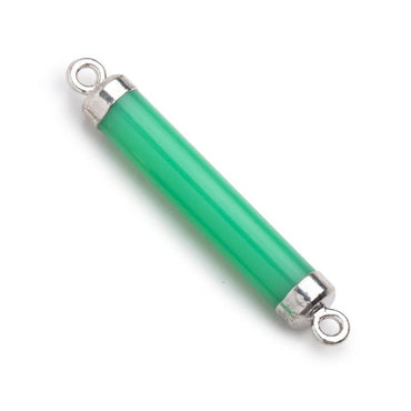 27x4.5mm Silver Leafed Green Chalcedony Tube Focal Connector 1 piece (ONLINE ORDER ONLY)
