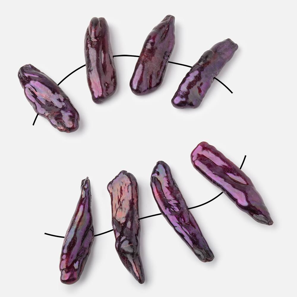 28-34mm Eggplant Purple Side Drilled Biwa Focals Set of 4 pieces (ONLINE ORDER ONLY)
