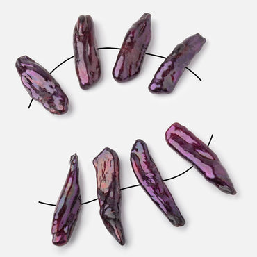 28-34mm Eggplant Purple Side Drilled Biwa Focals Set of 4 pieces (ONLINE ORDER ONLY)