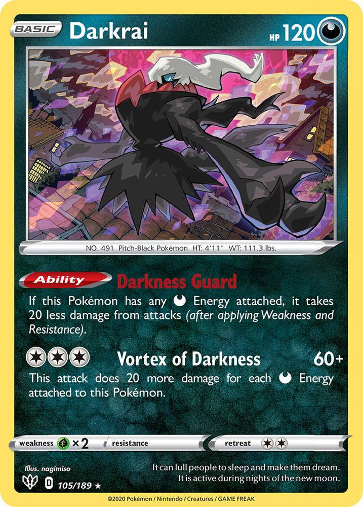 Darkrai (105/189) (Theme Deck Exclusive) [Sword & Shield: Darkness Ablaze] (Online Only)
