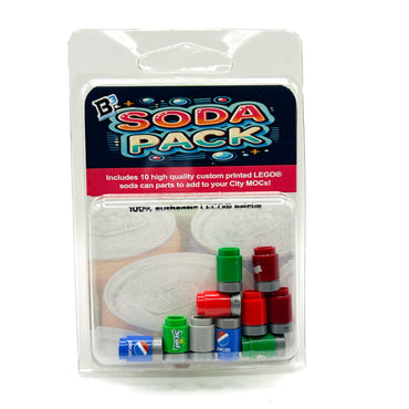 Minifig Soda Pack (10 Soda Cans) made from LEGO parts - B3 Customs (Online Order Only)