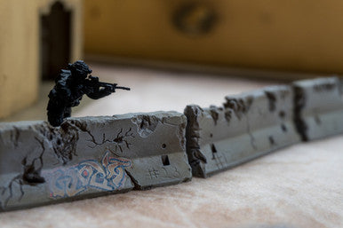 28mm Distressed Concrete Barriers, K-Rails (6 Per Kit) - 28MSCE009 (Online Order Only)