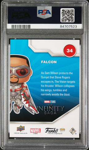 2023 UPPER DECK FUNKO POP MARVEL  FALCON PLATINUM #34  PSA 10 (Online Order Only)