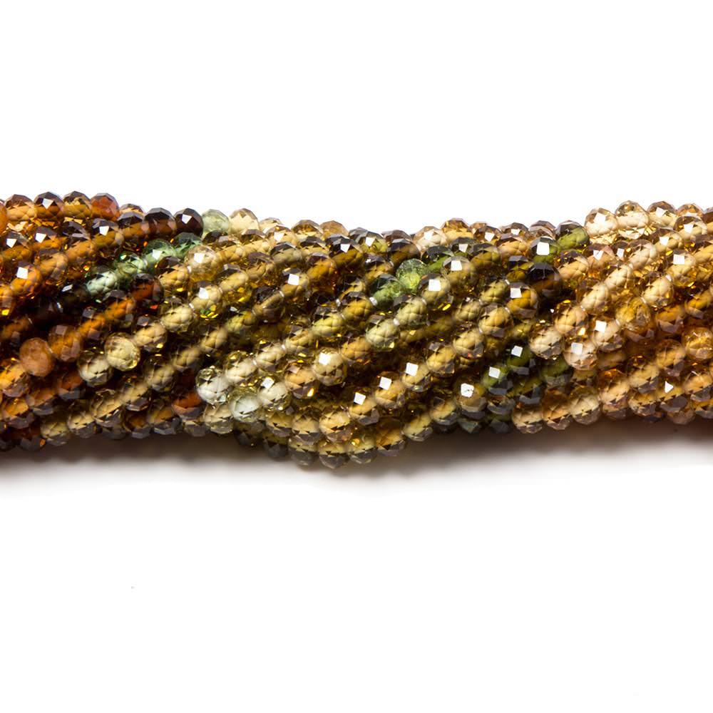 2.8mm Multi Color Tourmaline Micro Faceted Rondelle Beads 15 inch 170 pcs (ONLINE ORDER ONLY)